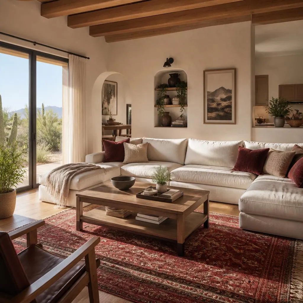 Illustrative open living space interior