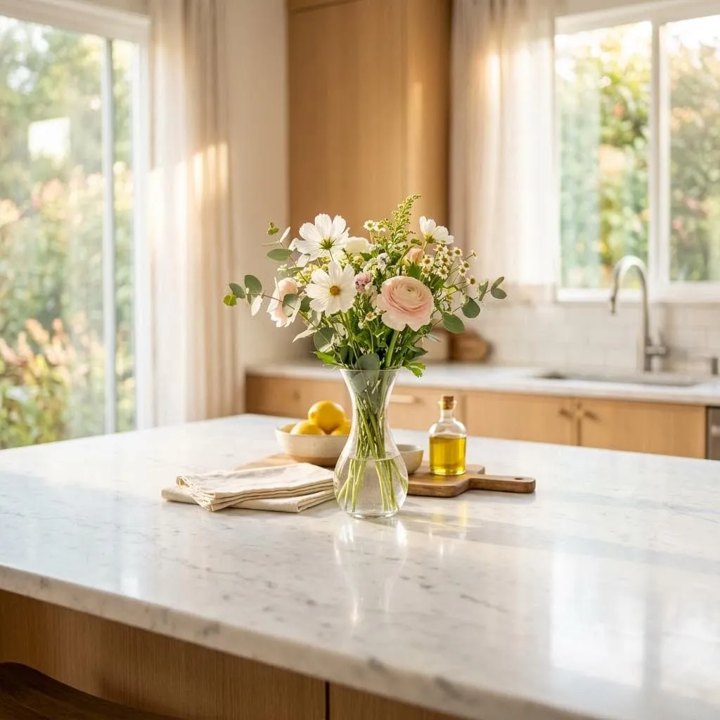 Illustrative clean, bright kitchen interior
