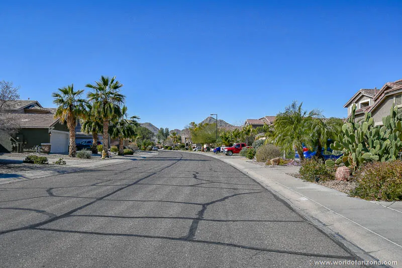 Residential street in the San Tan Heights neighborhood of San Tan Valley